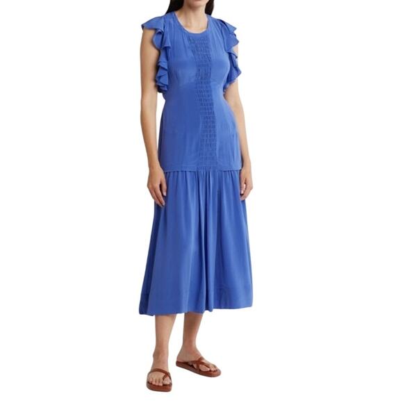Joie Dress Polly midi blue size Medium M - Picture 1 of 6